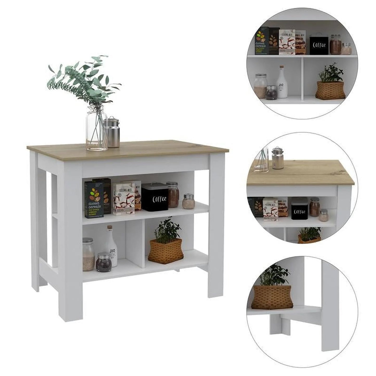TUHOME Cala Multi-Color Engineered Wood Kitchen Island