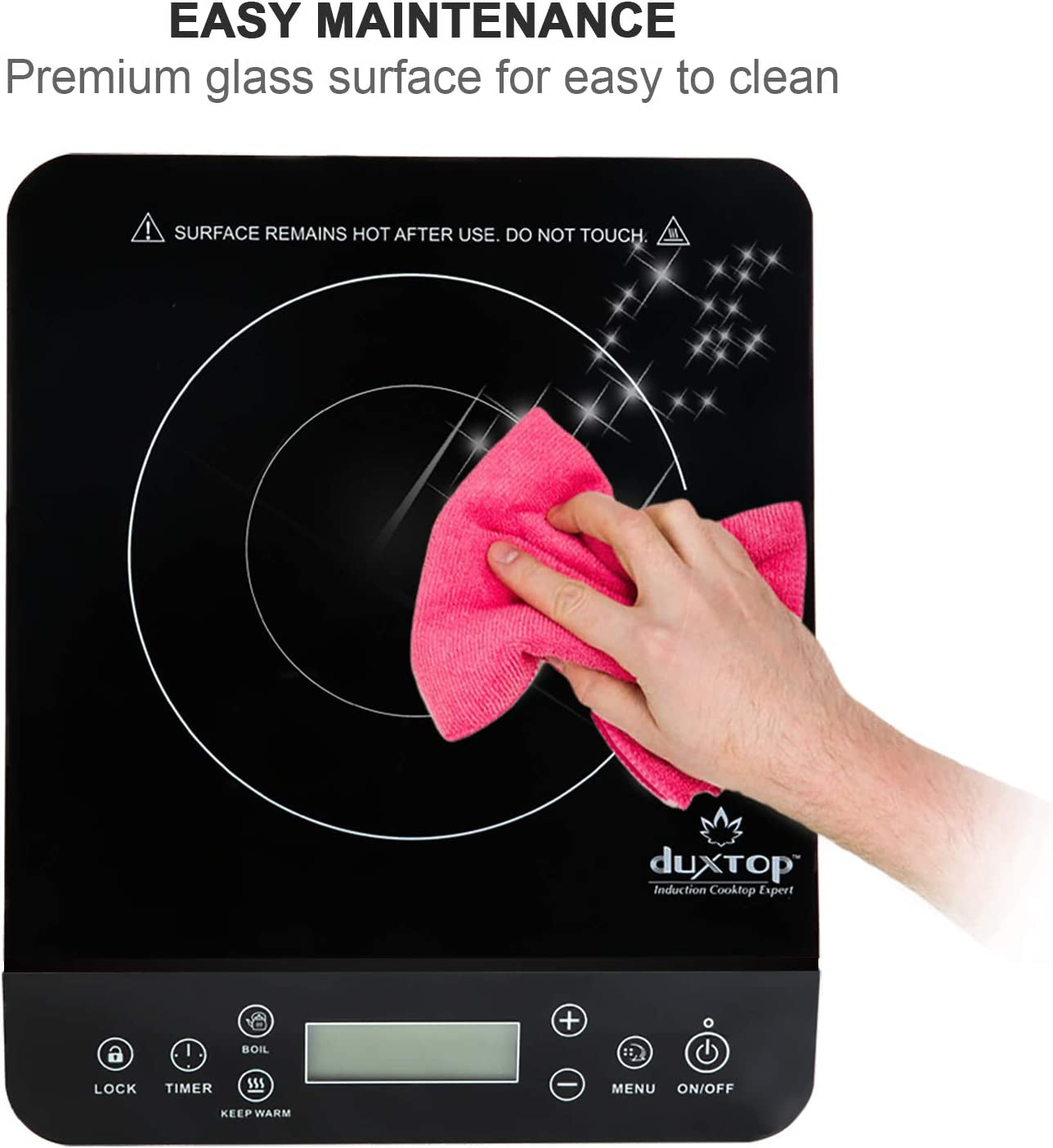 Duxtop 1800W Portable Induction Cooktop with LCD Touch Control - Elegant Black Countertop Burner Model 9610LS BT-200DZ