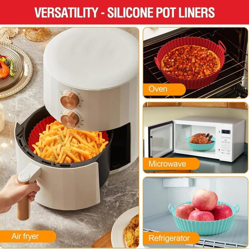 Air Fryer Silicone Liner, 2Pcs Reusable Air Fryer Replacement Basket, Fits 3 to 5 QT Air Fryer, Kitchen Gadgets, Kitchen Accessories, Kitchen Utensils