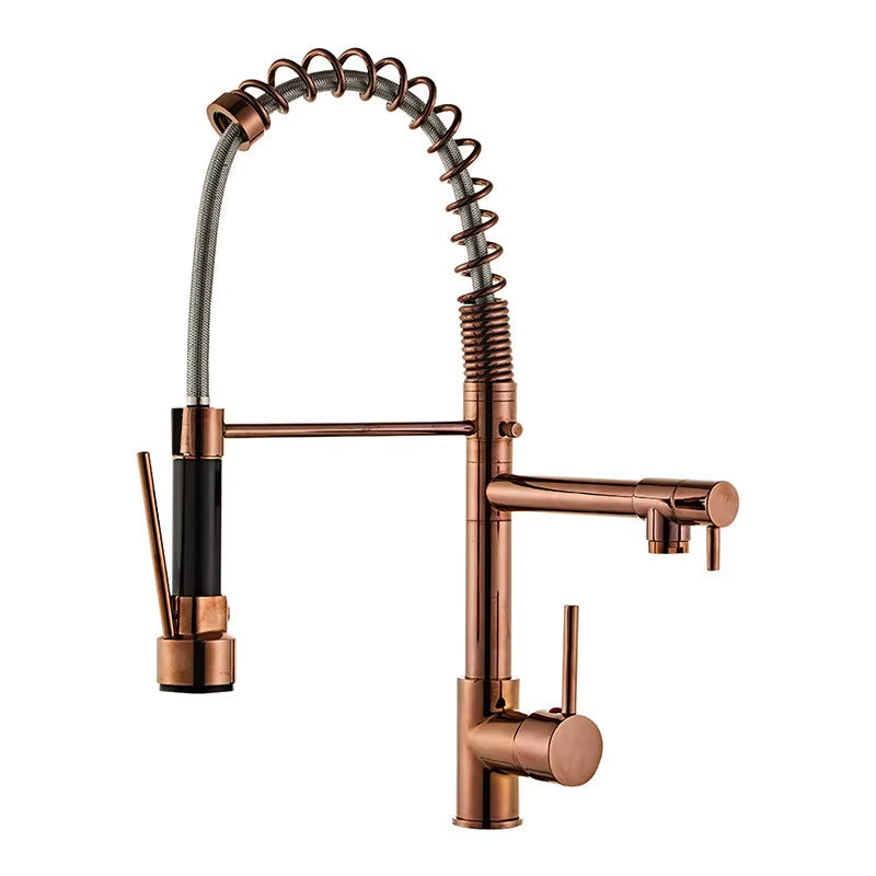 Pull Out Kitchen Faucet Rose Gold Kitchen Sink Mixer Tap Kitchen Faucet Vanity Water Tap Rotating Faucet Sink Faucet