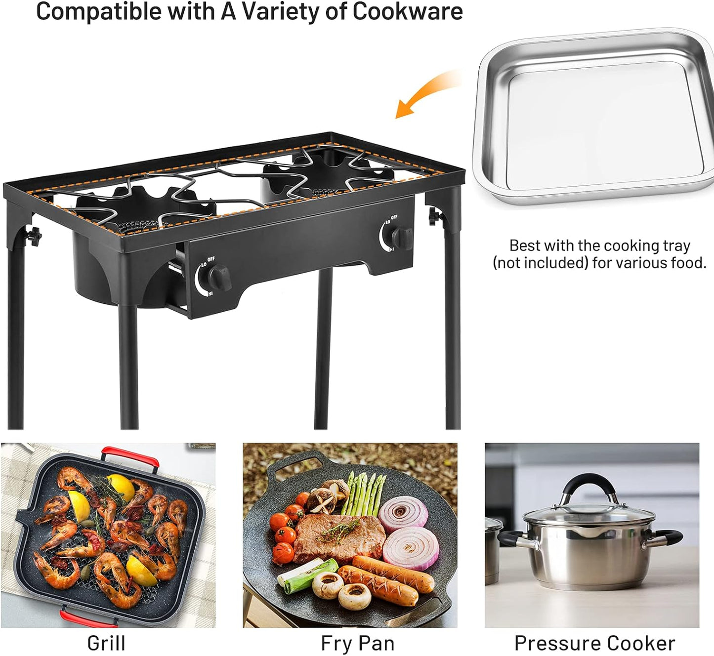 Giantex High-Pressure Outdoor Double Burner Stove - 150,000 BTU Portable Propane Grill for Camping & Picnics