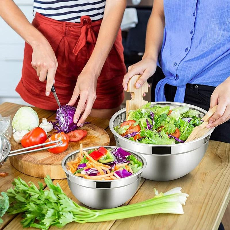 Stainless Steel Mixing Bowl Set - Stylish and Practical Kitchen Essential with Lids, Available in 5 or 10 Pieces