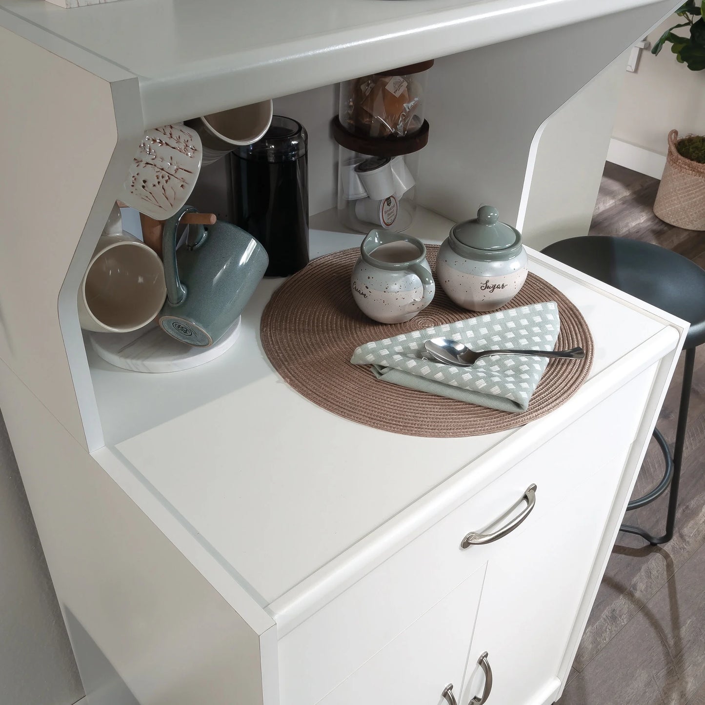 Sauder Kitchen Cart for Microwave in Soft White, Soft White Finish