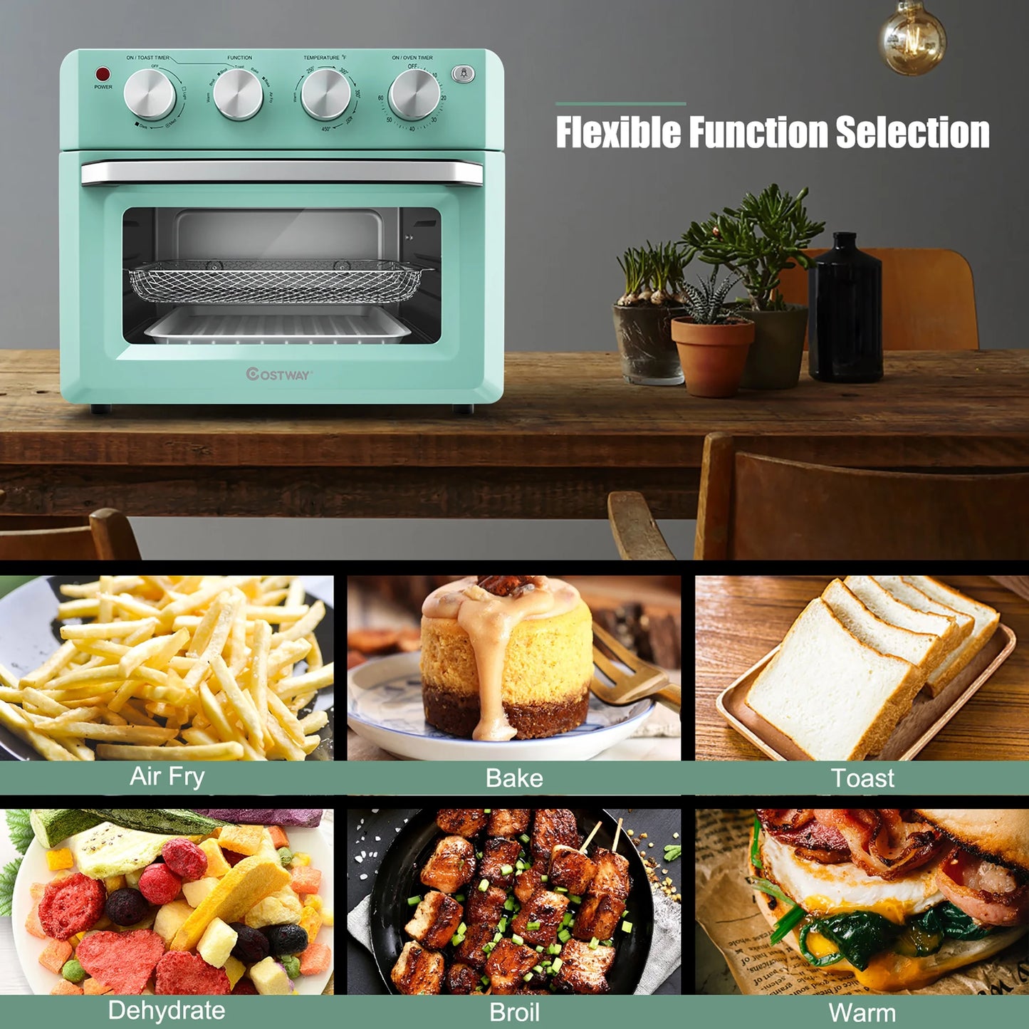 Costway Air Fryer Toaster Oven 19 QT Dehydrate Convection Ovens W/ 5 Accessories
