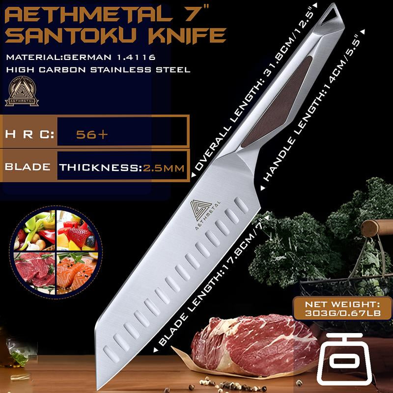 AETHMETAL 7" Santoku Knife: Elevate Your Culinary Skills with Precision Slicing and Chopping