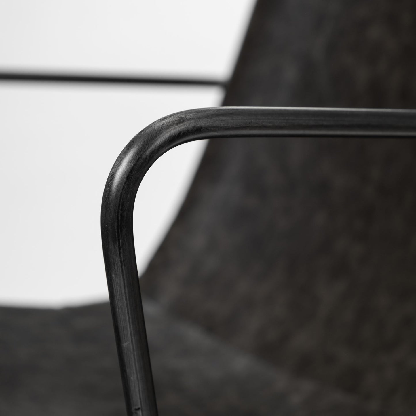 Black Upholstered Faux Leather Dining Arm Chair