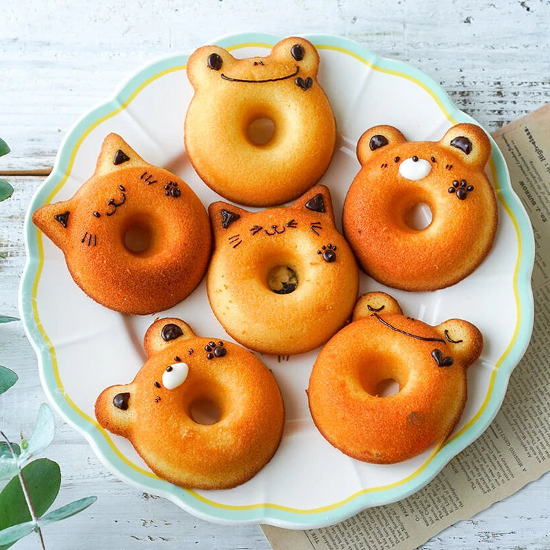 Authentic new doughnut cartoon bear 6 even chocolate cake baking tray home baking tools