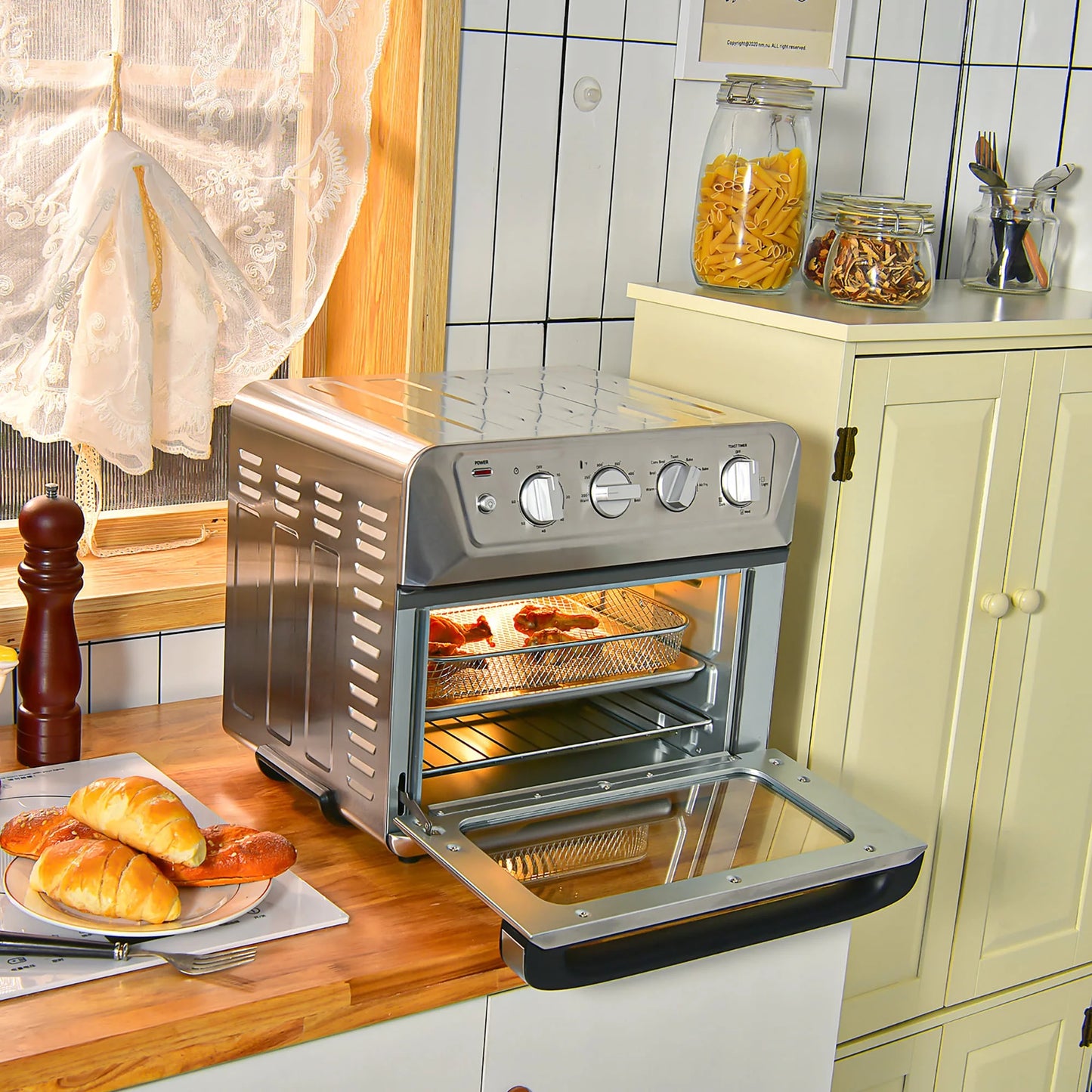 Costway 21.5QT Air Fryer Toaster Oven 1800W Countertop Convection Oven W/ Recipe