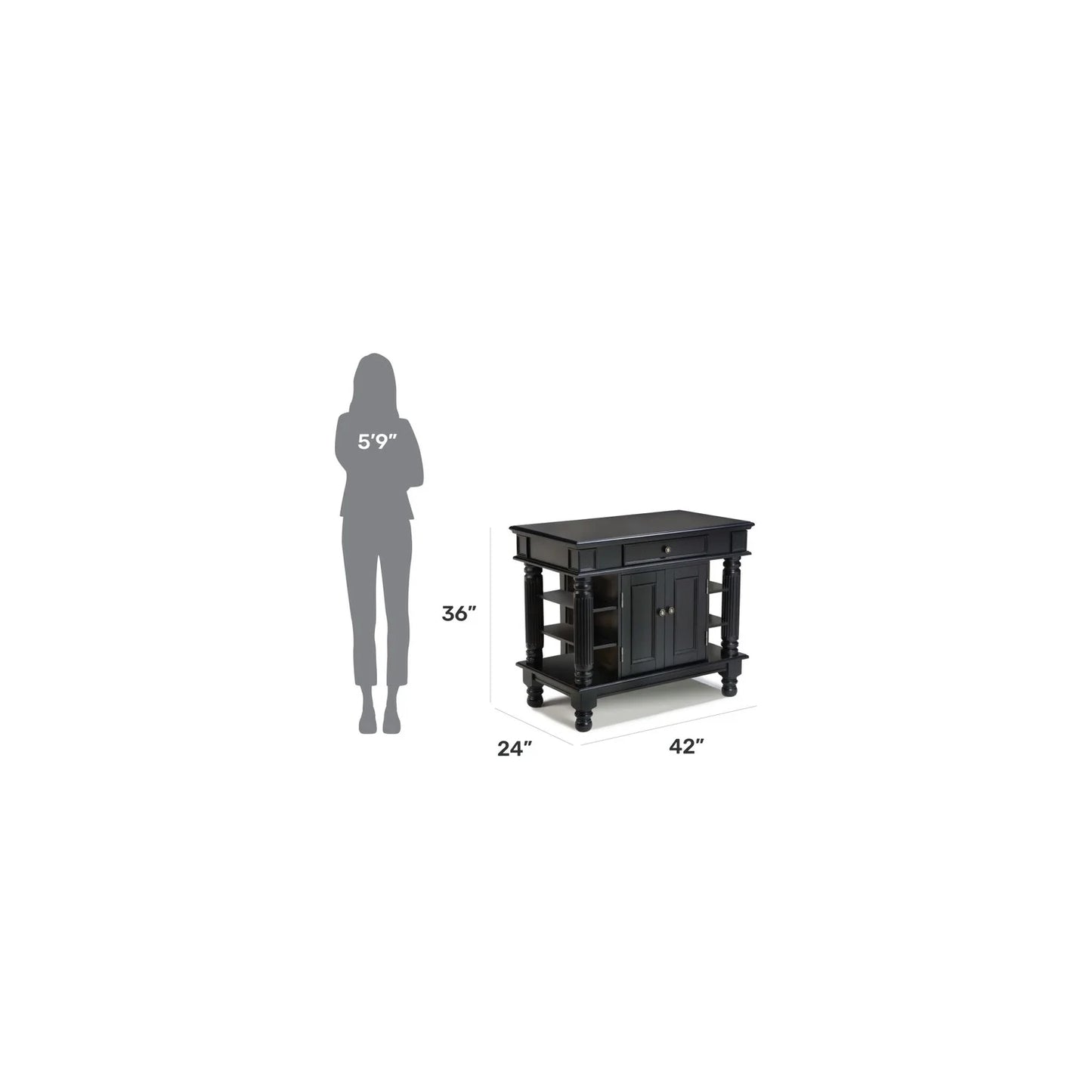 Homestyles Americana Wood Kitchen Island in Black