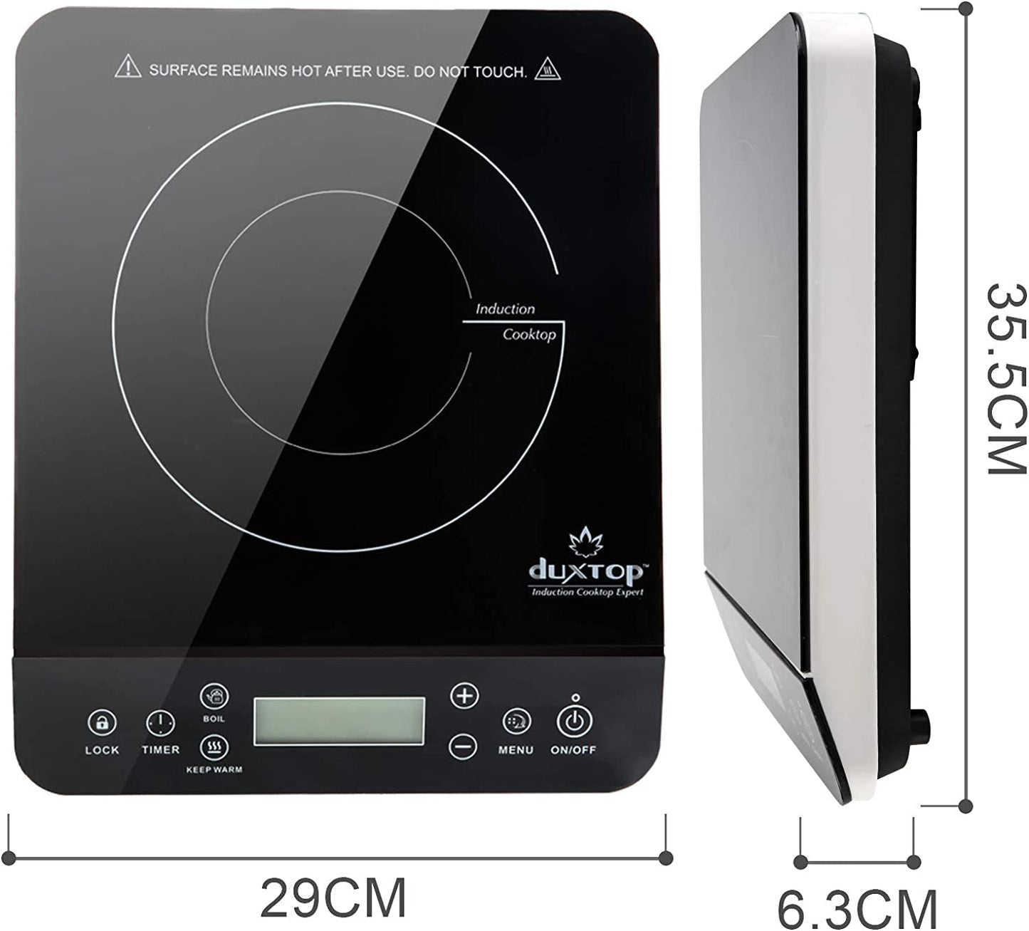 Duxtop 1800W Portable Induction Cooktop with LCD Touch Control - Elegant Black Countertop Burner Model 9610LS BT-200DZ