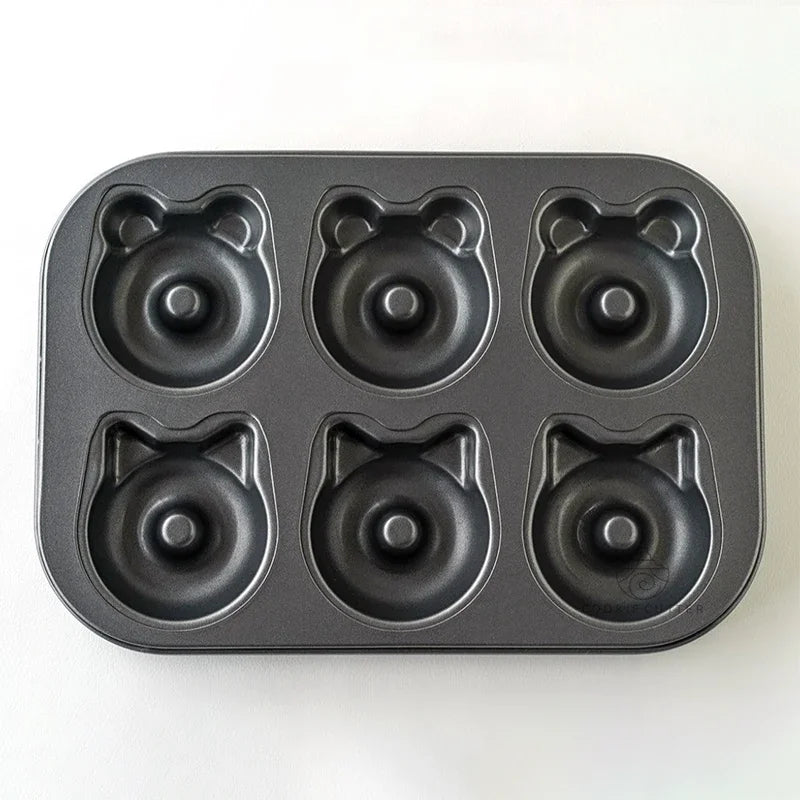 Authentic new doughnut cartoon bear 6 even chocolate cake baking tray home baking tools