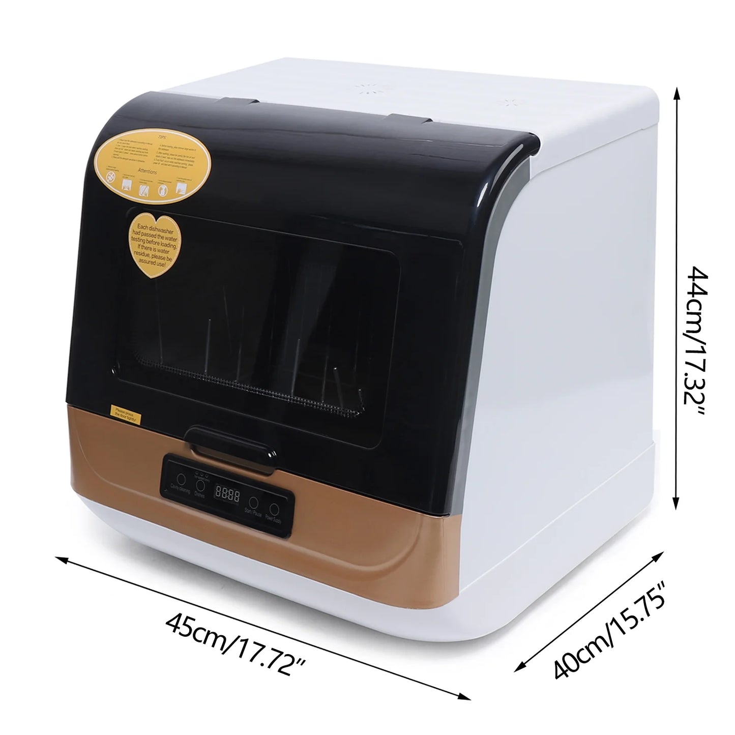 Miumaeov Portable Countertop Dishwasher 4 Washing Programs Display Automatic Dishwashing
