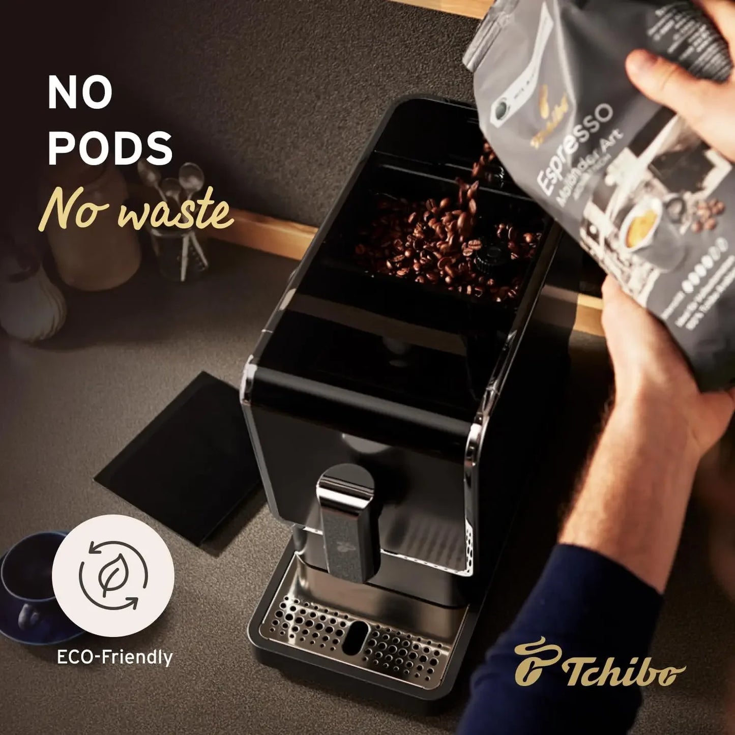 home.Automatic Espresso & Coffee Machine Bundle with Built-in Grinder, Comes With 2 x 17.6 oz. Bags of Whole Bean Coffee, Black