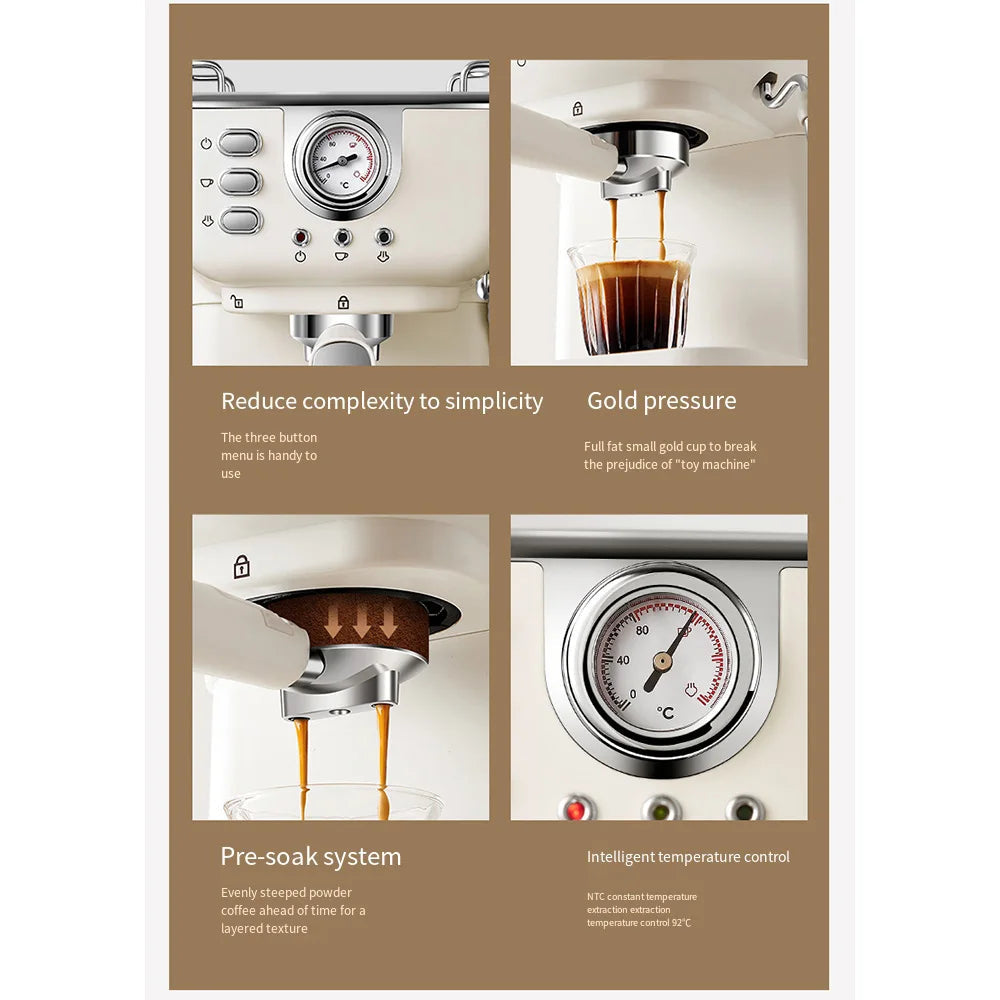Houselin Professional Espresso Machine 20 Bar with Cappuccino and Steam Milk Frother