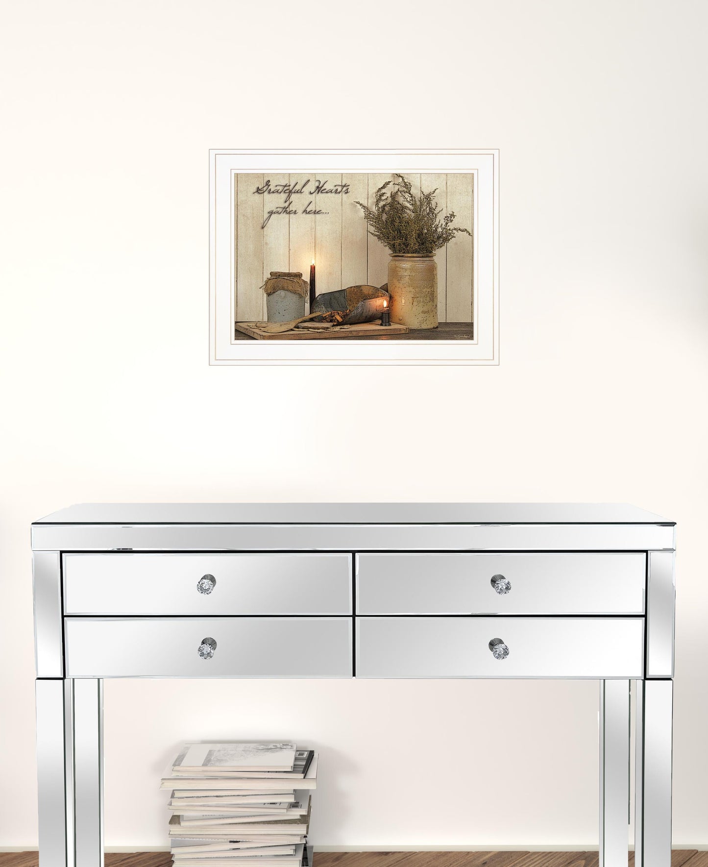 Grateful Hearts 1 White Framed Print Kitchen Wall Art