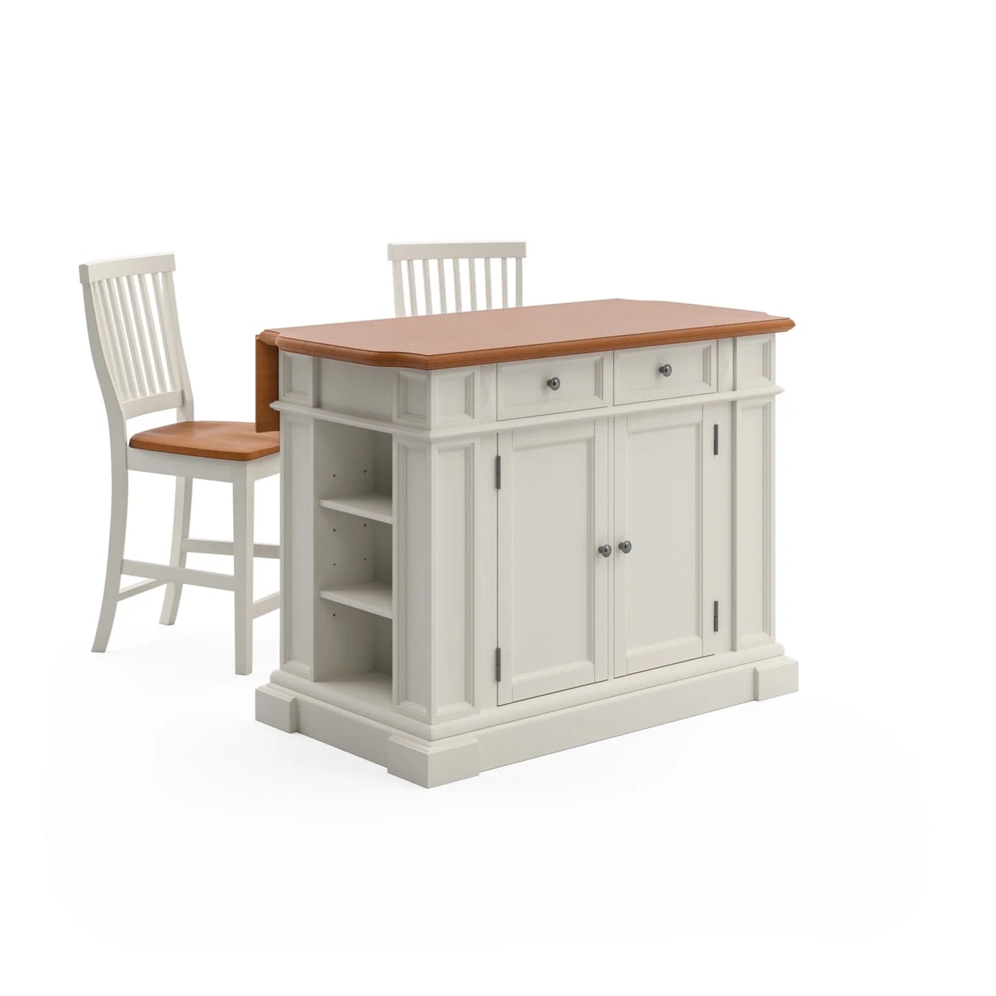 Homestyles Americana Wood Kitchen Island Set in off White