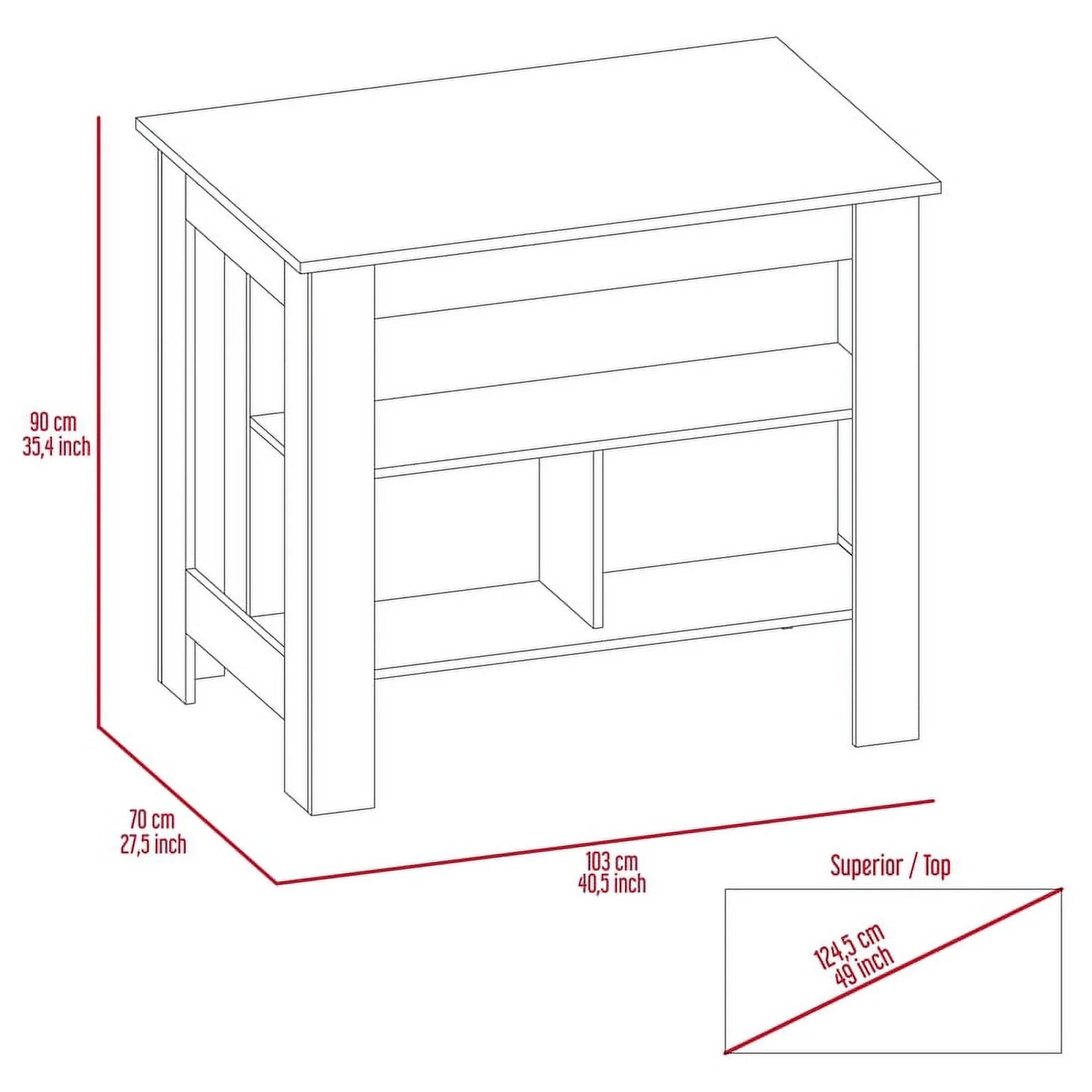 TUHOME Cala Multi-Color Engineered Wood Kitchen Island