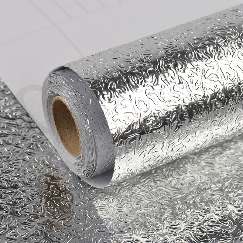 Style: 1, Size: 40x100cm - High Temperature Resistant Aluminum Foil Wall Kitchen Sticker