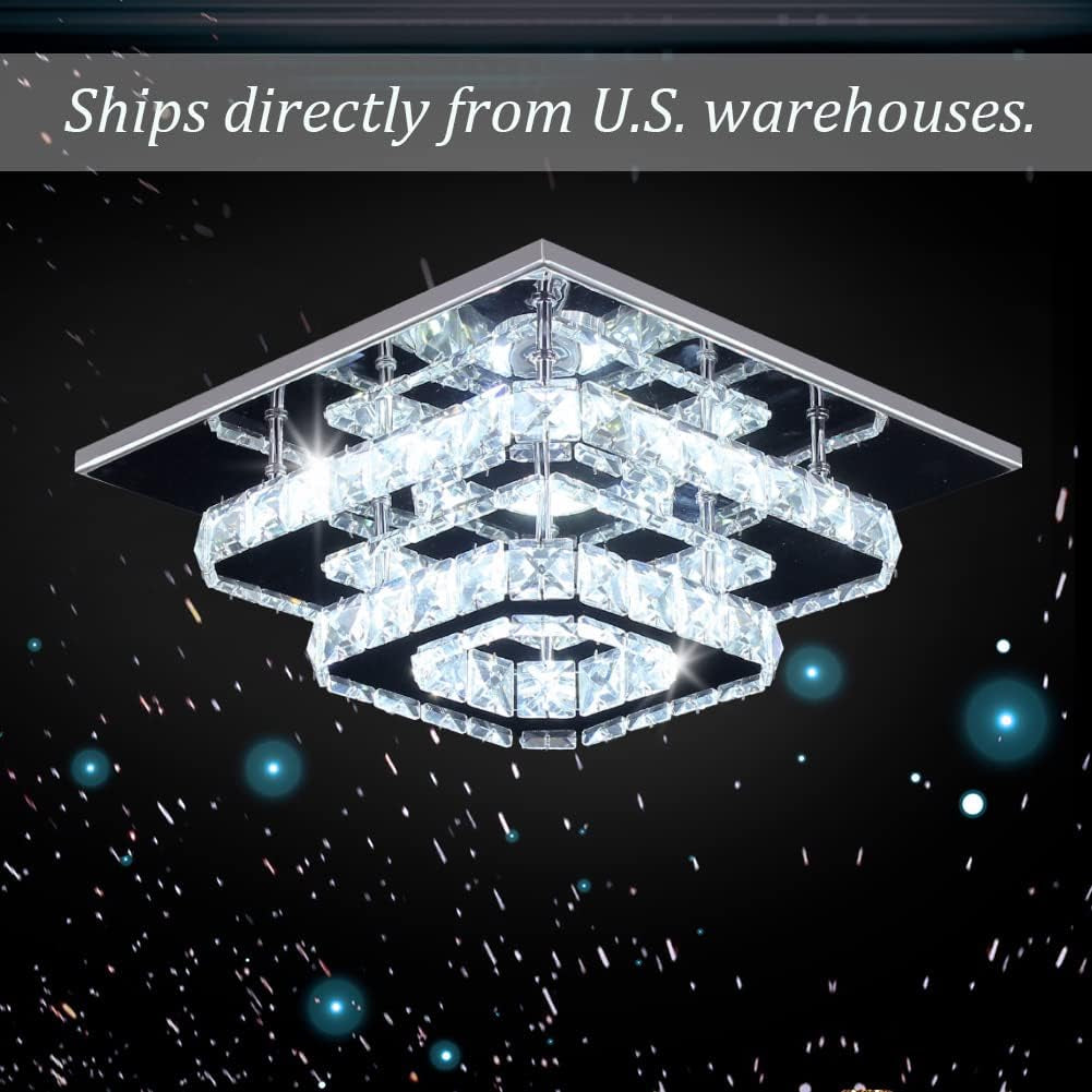 Finktonglan Modern Crystal LED Ceiling Light for Elegant Home Illumination