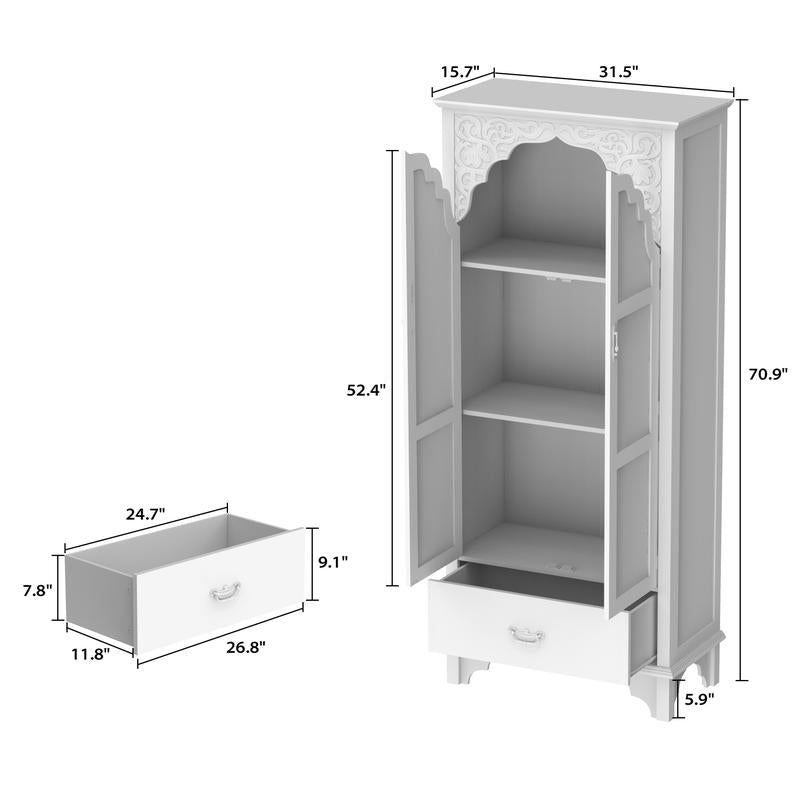 FUFU&GAGA Tall Bookshelf Display Cabinet with Acrylic Glass Doors