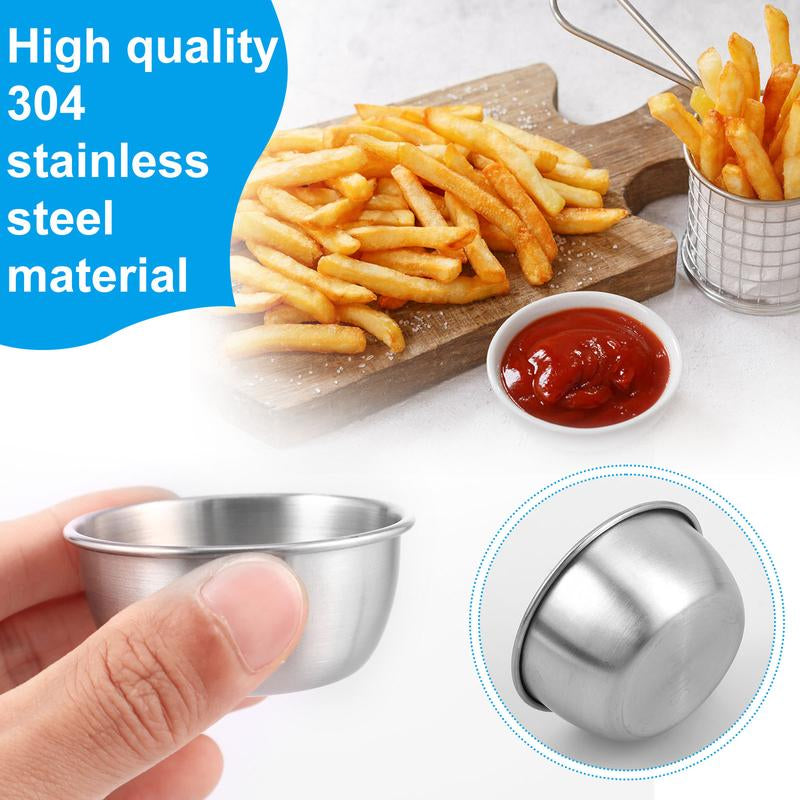 12 Counts Mini Sauce Dipping Bowl 304 Stainless Steel Dipping Cups round Sauce Dishes 45/55Ml Reusable Seasoning Cups Dipping Cups Multipurpose Sauce Cups for Home Party Restaurants