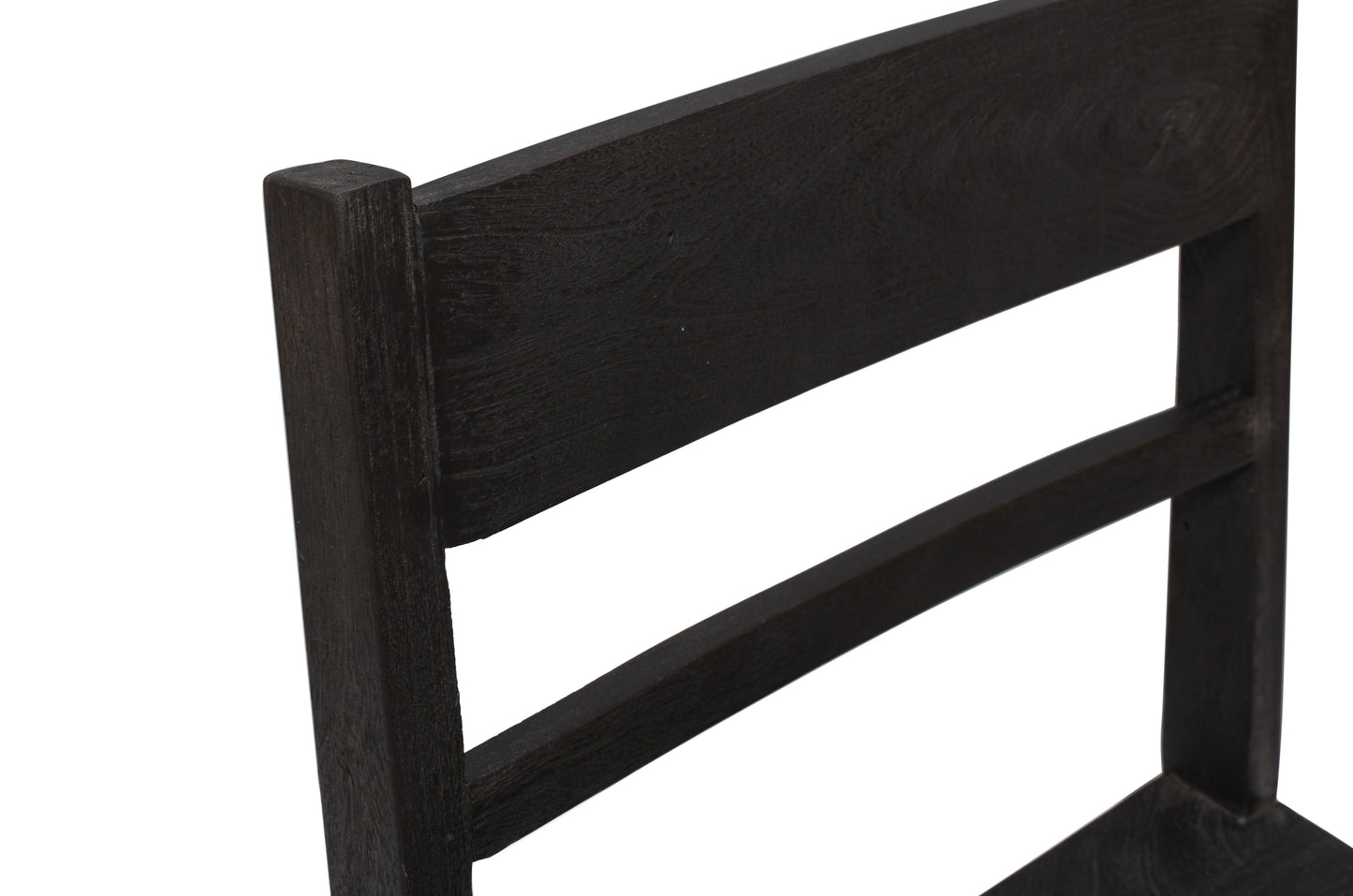 Set of Two Dark Gray Wood Ladder Back Dining Side Chairs