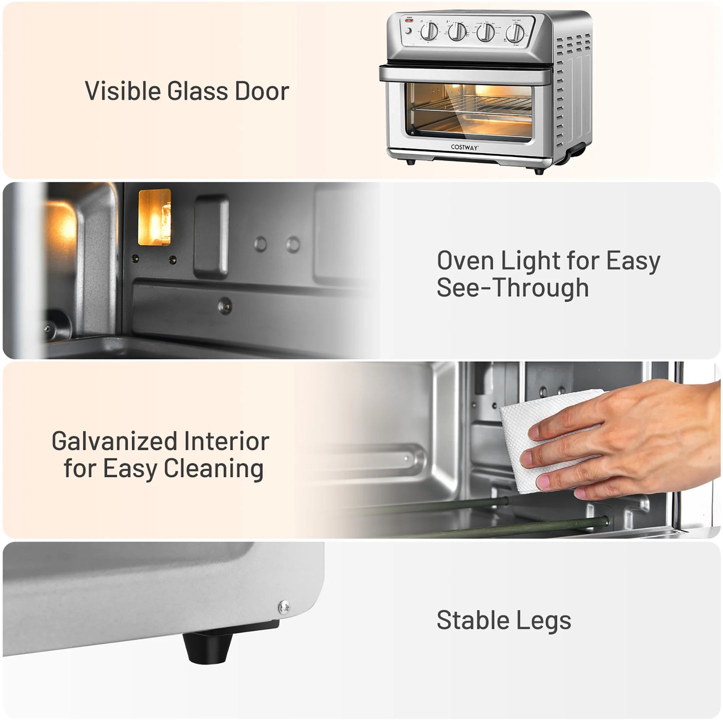 Costway 21.5QT Air Fryer Toaster Oven 1800W Countertop Convection Oven W/ Recipe