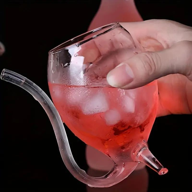 Personalized Creative Vampire Wine Glass with Integrated Straw - Essential Bar Accessory and Summer Drinkware