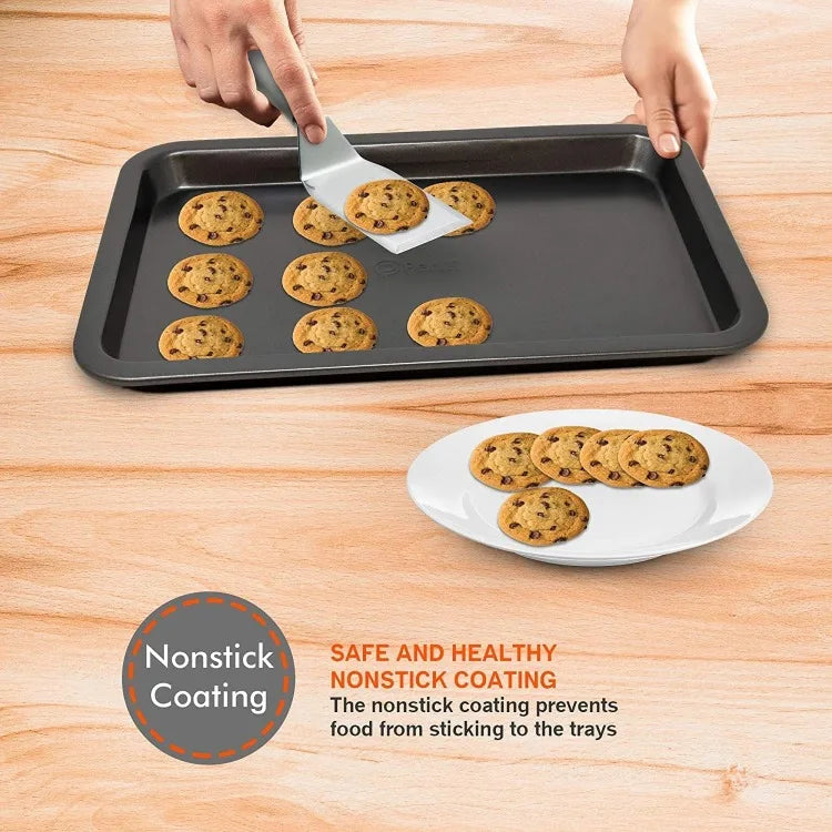 Baking Pan 8 Piece Set Nonstick Carbon Steel Gray Oven Safe Bakeware Kitchen Set, Cookie Sheet, 2 Round Cake Pans, Square Pan,