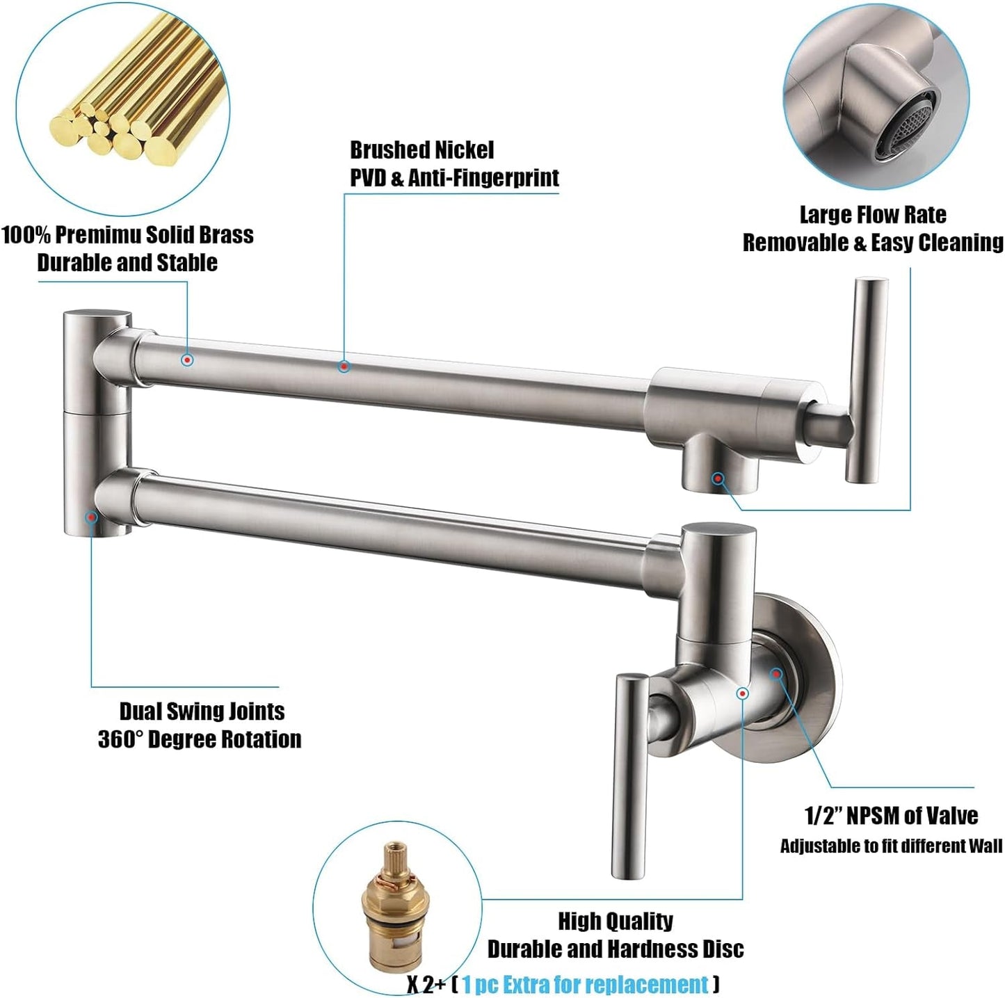 Brushed Nickel Brass Pot Filler: Elevate Your Kitchen Experience for Coffee Aficionados