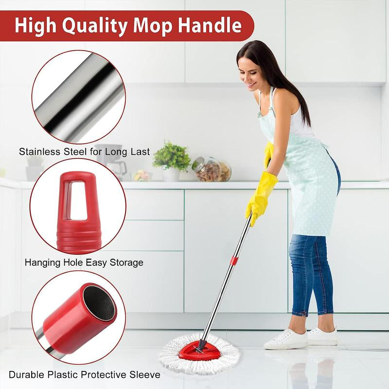 Microfiber Mop Set, 1 Set Including 2 Counts Spin Mop Heads & 1 Count Base & 1 Count Mop Handle, Household Cleaning Tool for Home, Summer for Gift, Cleaning Supplies 2024