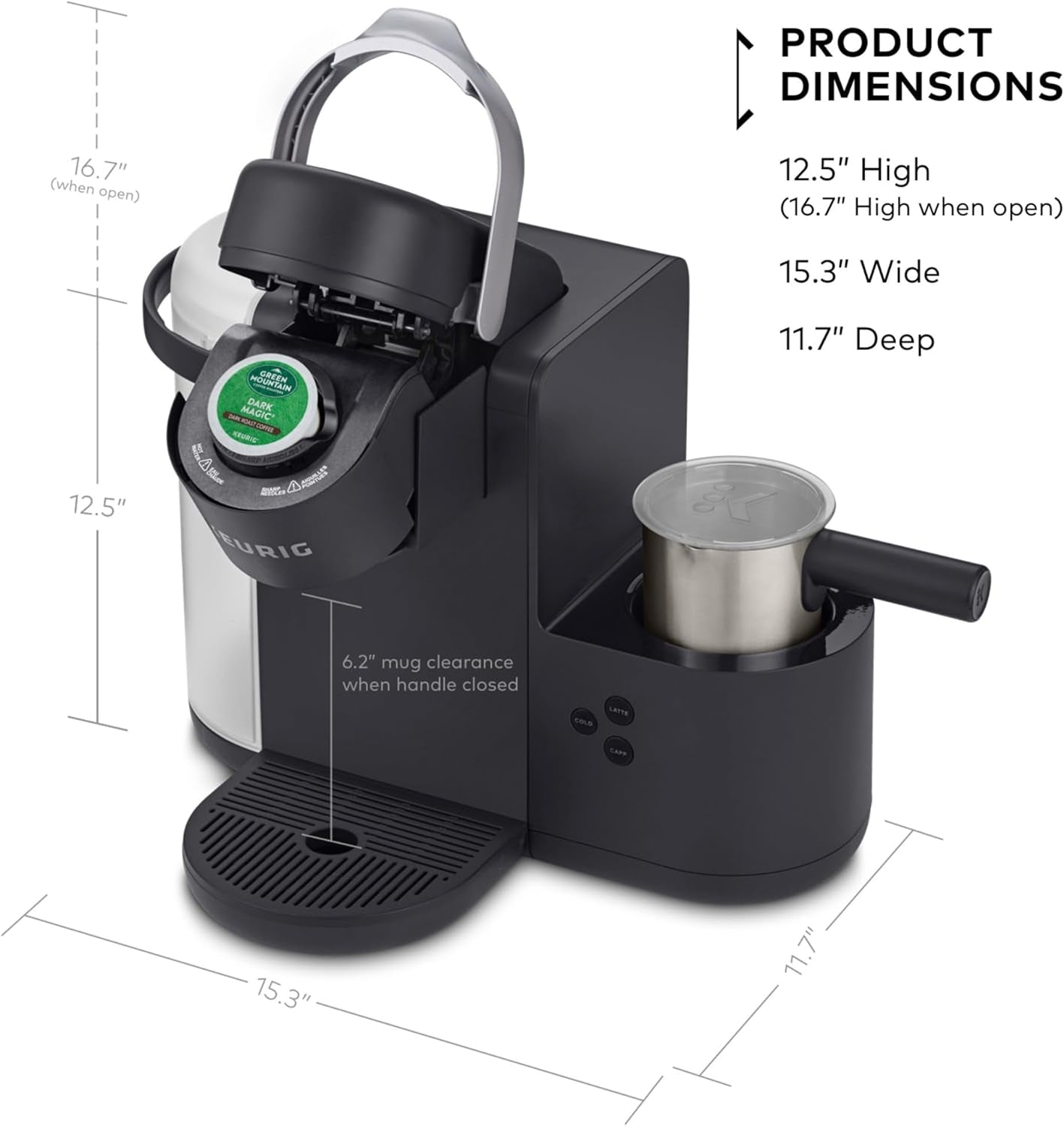 Keurig K-Cafe K-Duo: Multi-Functional Single Serve Coffee, Latte, and Cappuccino Maker in Dark Charcoal
