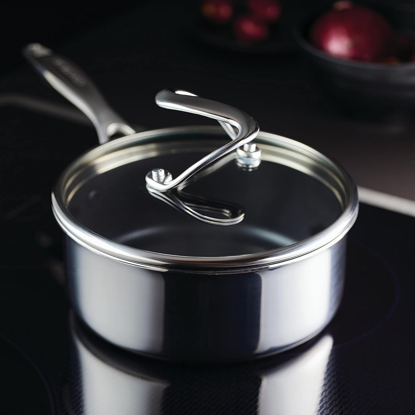 Circulon Clad 2-Quart Stainless Steel Saucepan with Glass Lid and Hybrid Steelshield Nonstick Technology - Silver