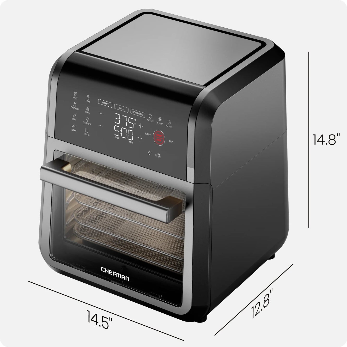 Chefman 6-in-1 Multifunctional Air Fryer Oven with 12 Qt Capacity and Digital Touchscreen - Black