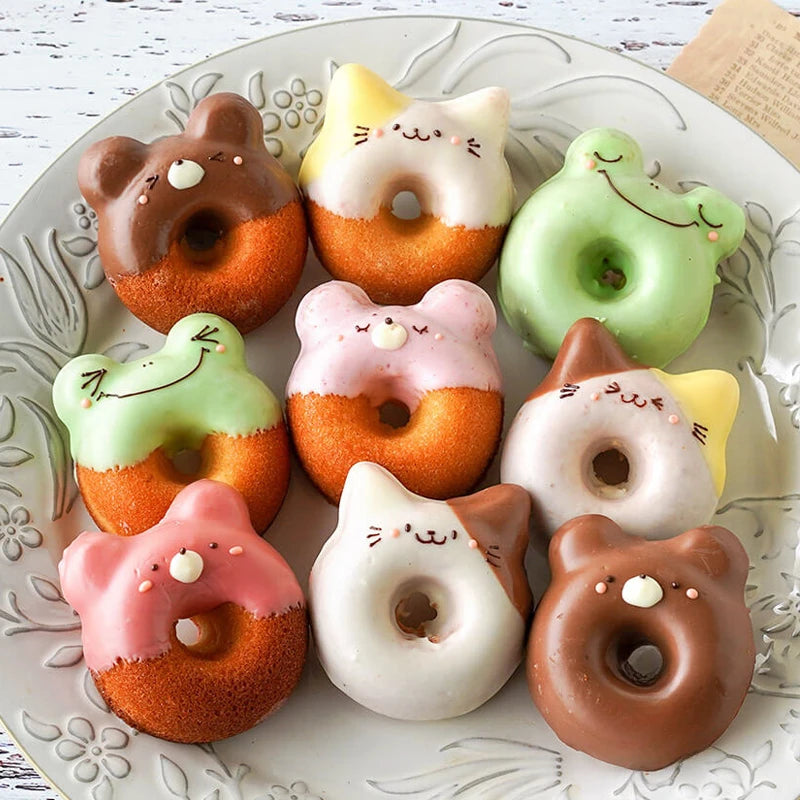 Authentic new doughnut cartoon bear 6 even chocolate cake baking tray home baking tools