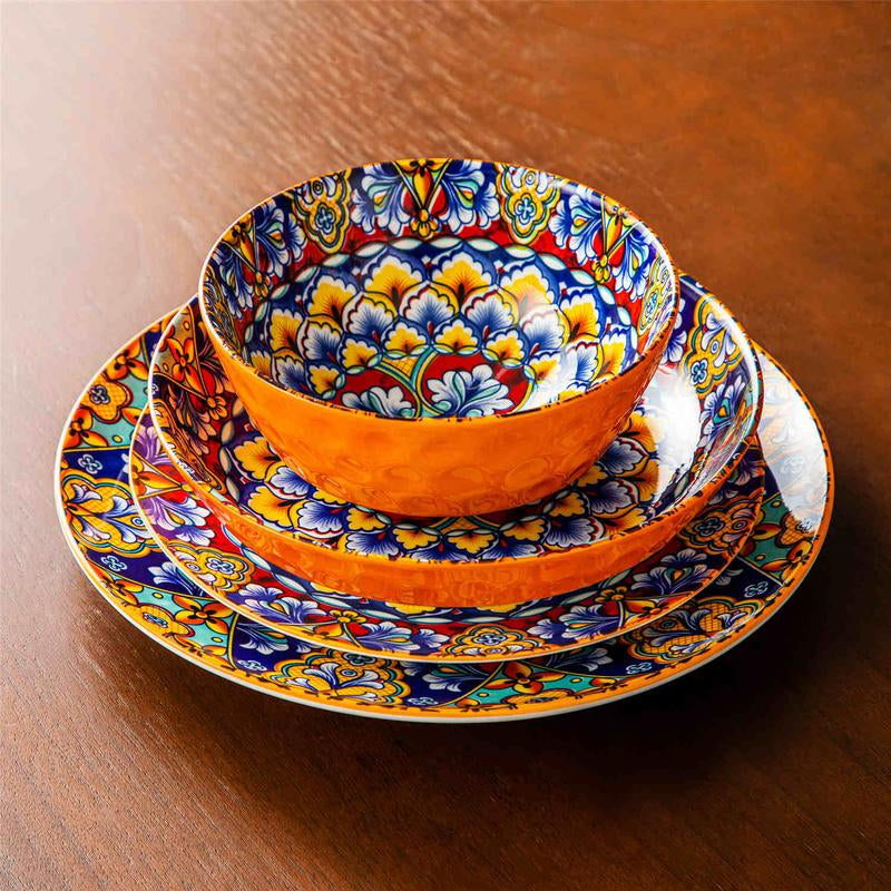 Vancasso Boho Chic Ceramic Dinnerware Set for Six - Vibrant Plates and Bowls