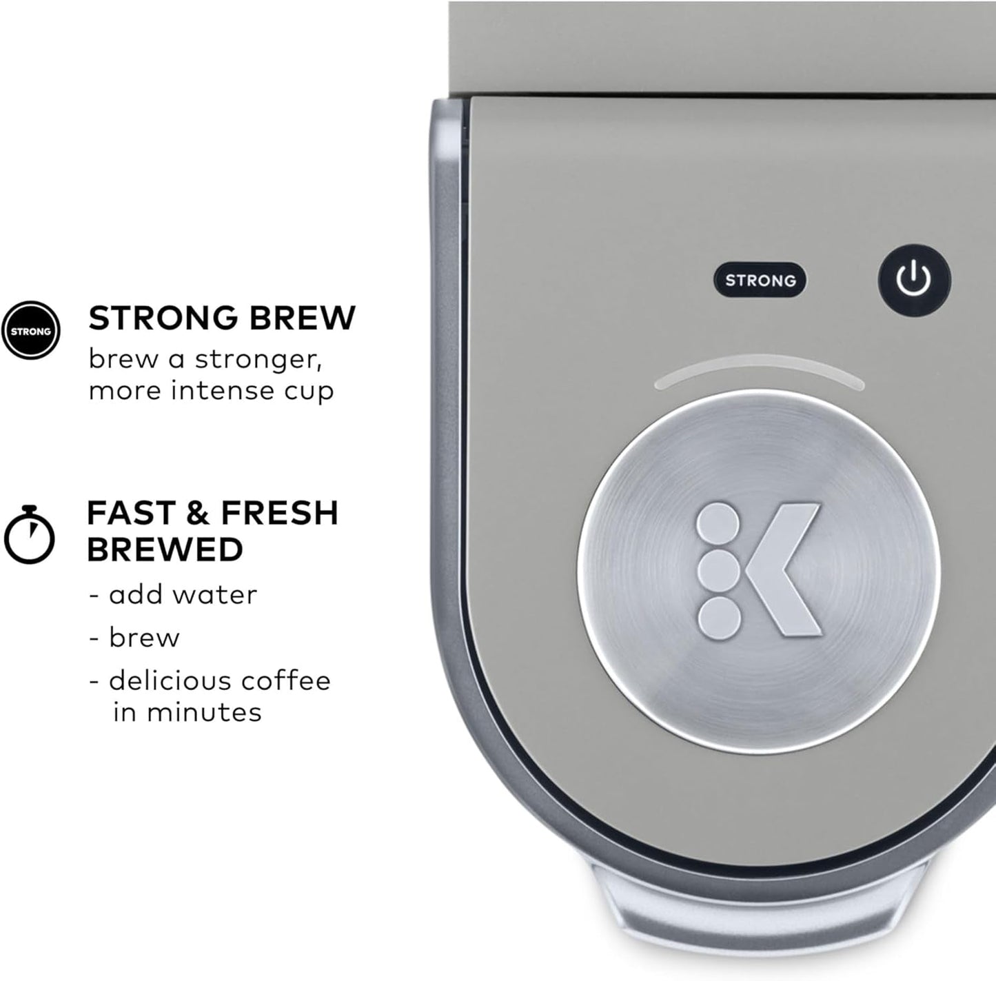 Keurig K-Mini Plus Coffee Maker - Compact & Convenient Single Serve with 6-12oz Brew Sizes, Holds 9 K-Cup Pods, Travel Mug Friendly - Studio Gray