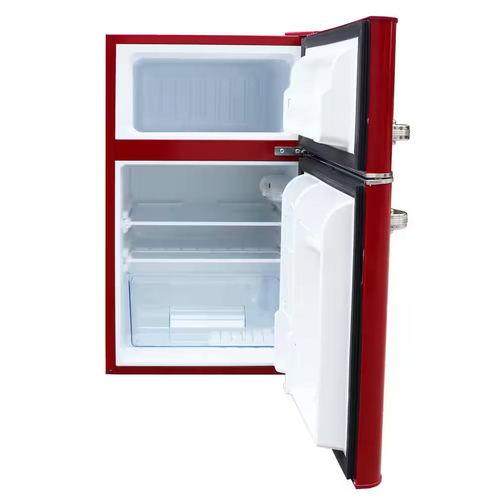 Retro 3.2 Cu. Ft. Two-Door Mini Refrigerator in Red