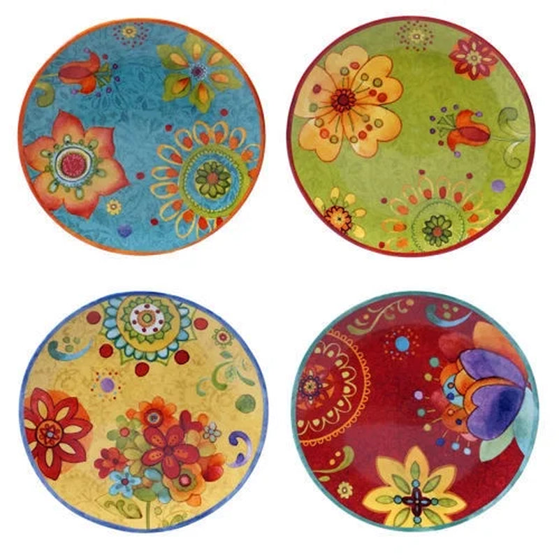 Vibrant, Beautiful, Colorful 100% Ceramic 16-Pc Dinnerware Set