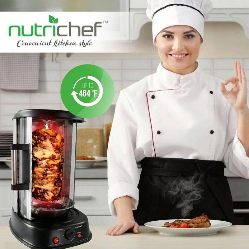 Nutrichef PKRTVG34 Professional Kitchen Countertop Rotisserie Toaster Oven with Rack