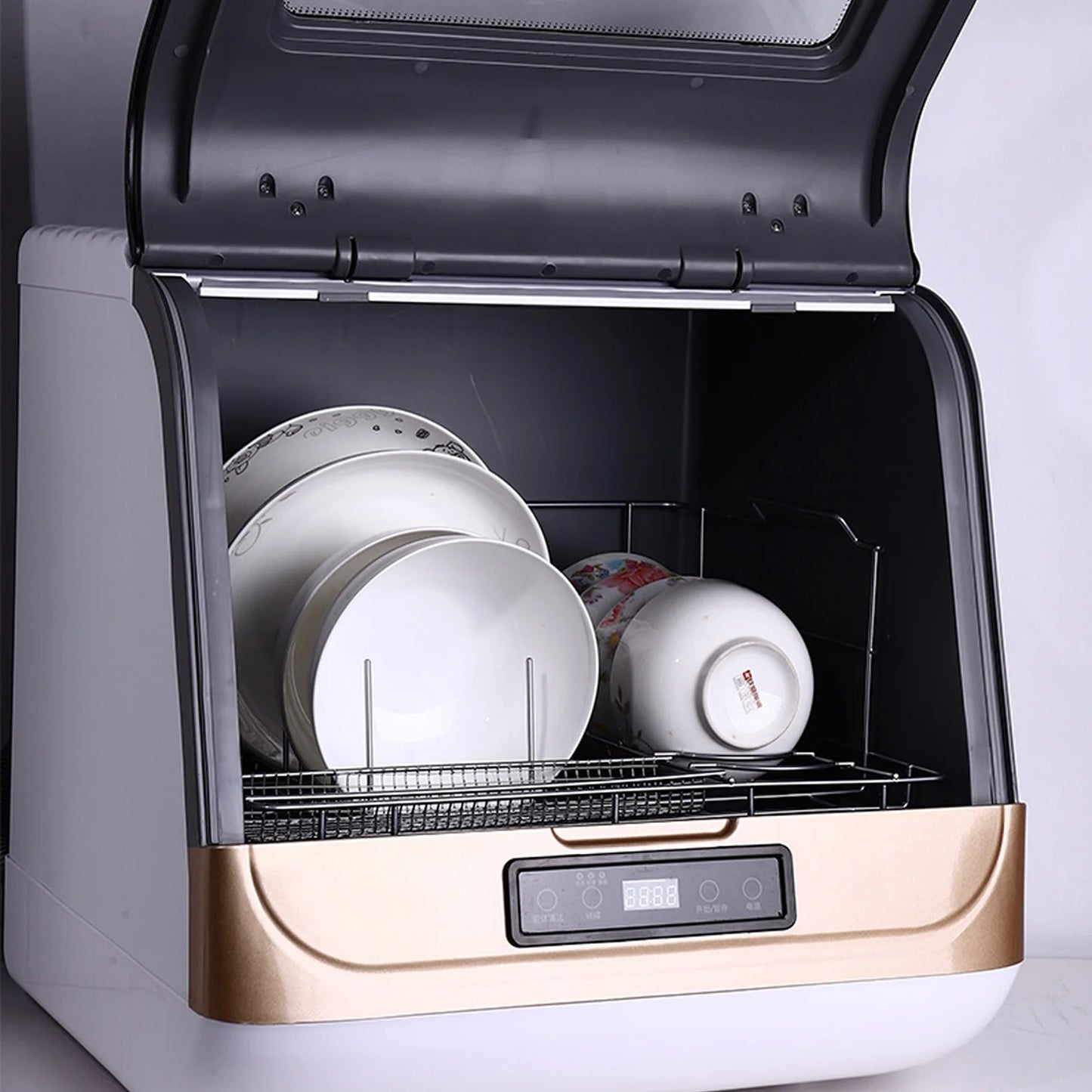 Miumaeov Portable Countertop Dishwasher 4 Washing Programs Display Automatic Dishwashing