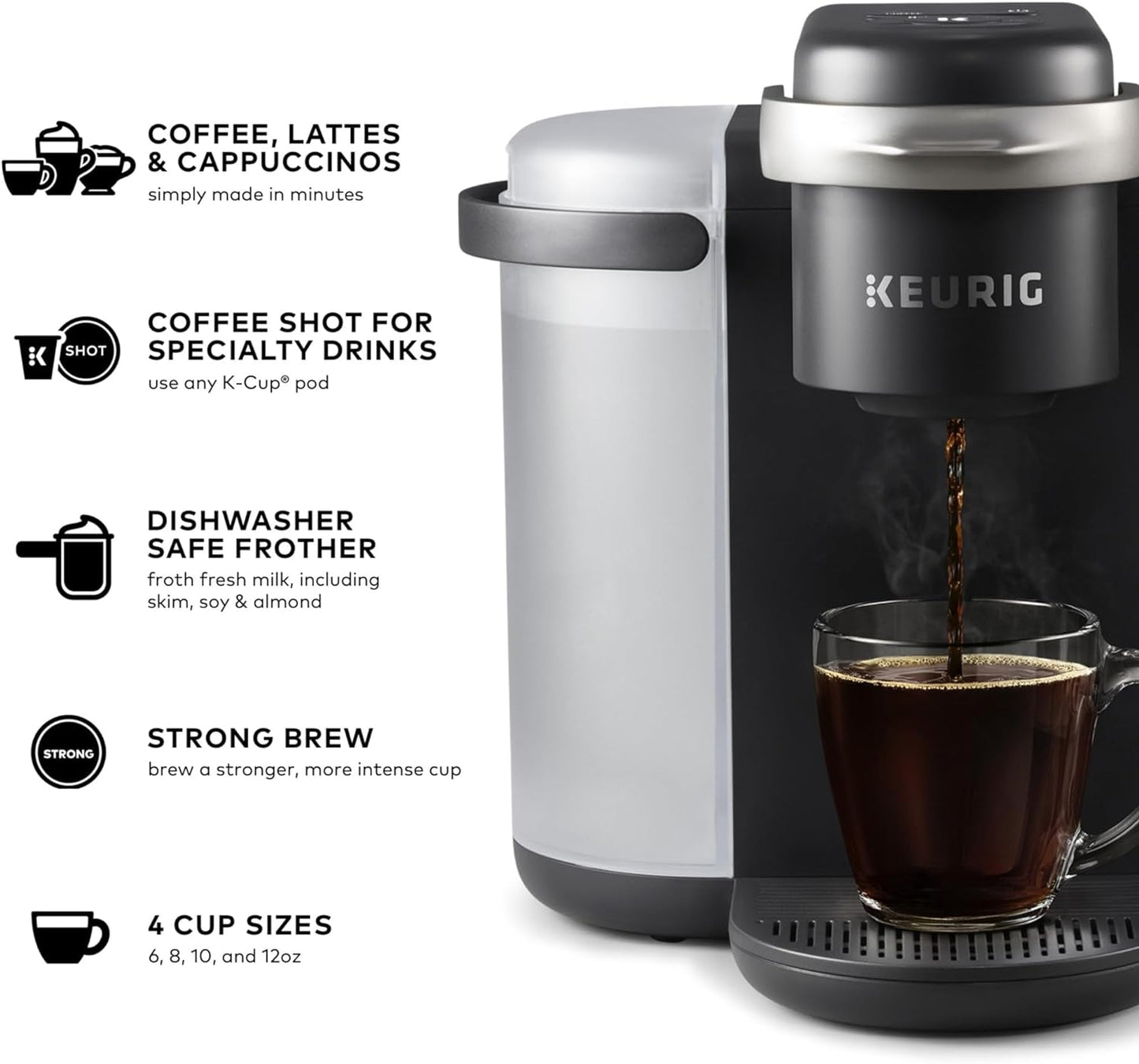 Keurig K-Cafe K-Duo: Multi-Functional Single Serve Coffee, Latte, and Cappuccino Maker in Dark Charcoal