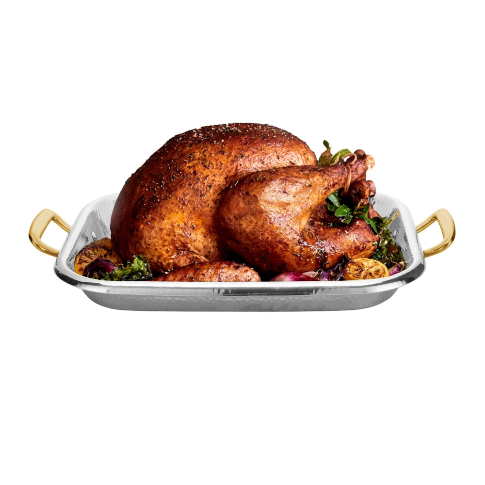Home Kichen Professional Square Baking Tray Bakeware Non Stick Carbon Turkey Roaster Rectangular Baking Pan Tray With Roast Rack