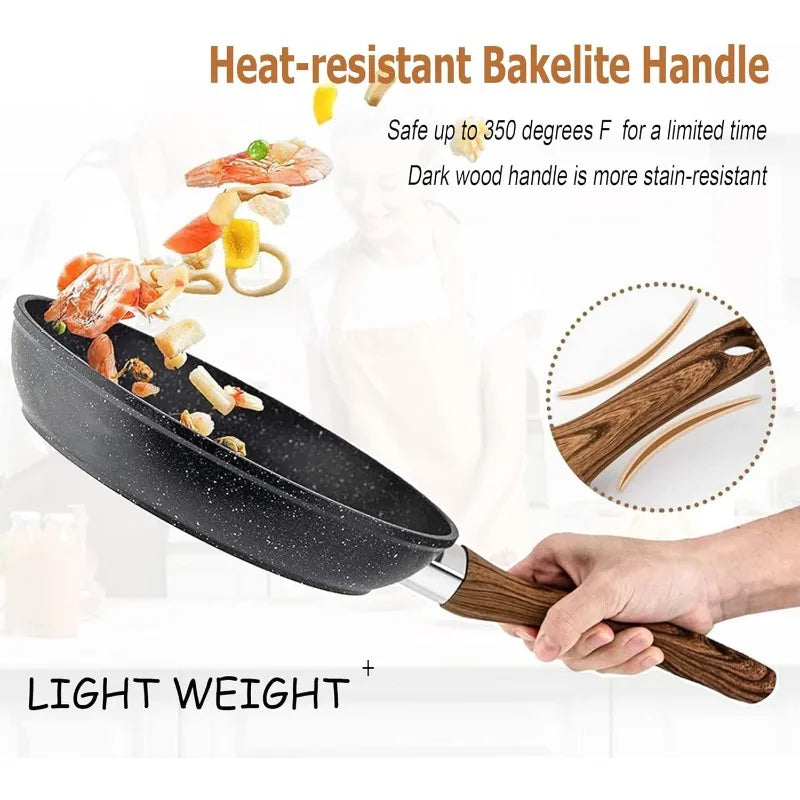 Induction Cookware & Bakeware Set - 30 Piece Black Granite Cooking Pans Set, Non-Stick Pots and Pans Set