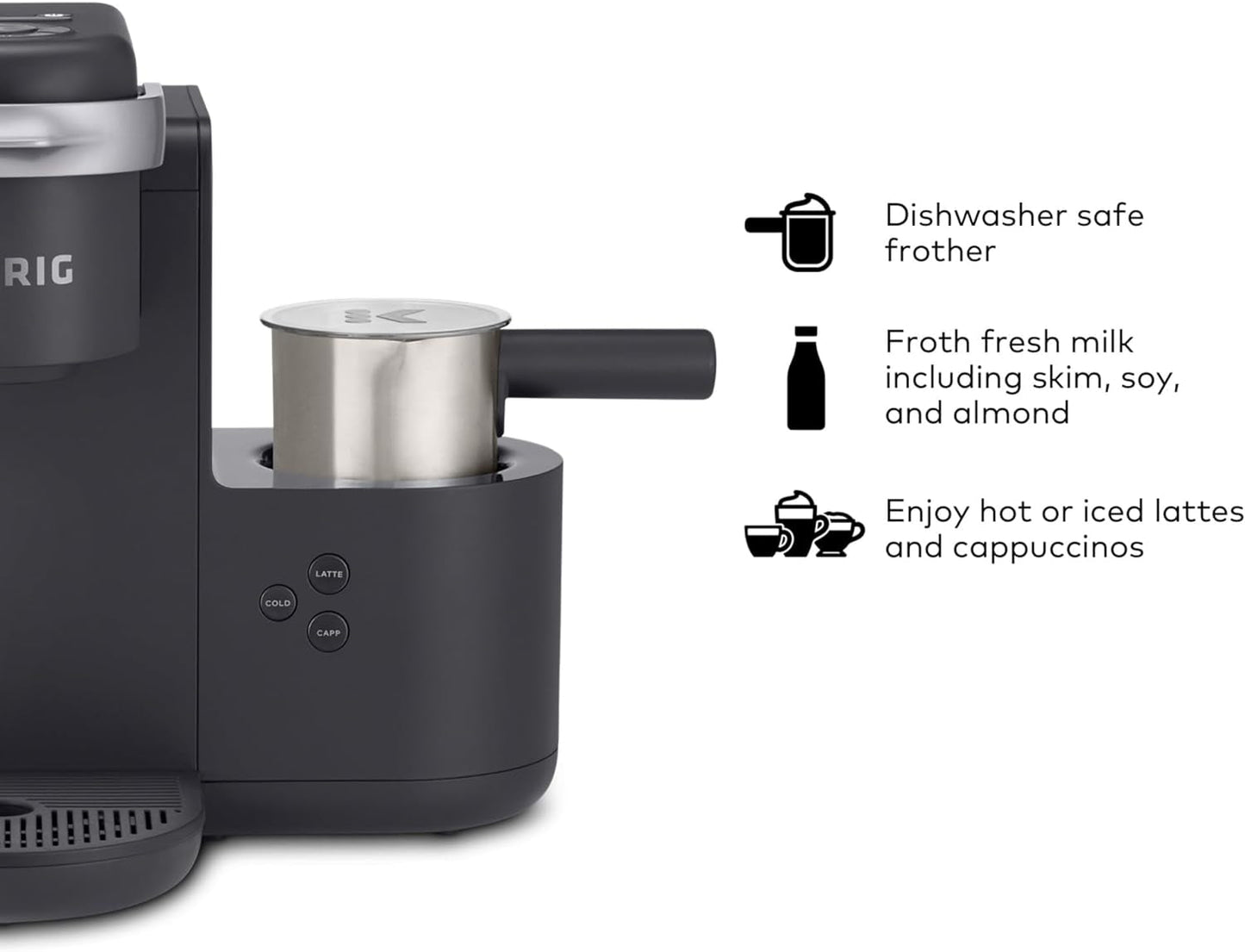 Keurig K-Cafe K-Duo: Multi-Functional Single Serve Coffee, Latte, and Cappuccino Maker in Dark Charcoal