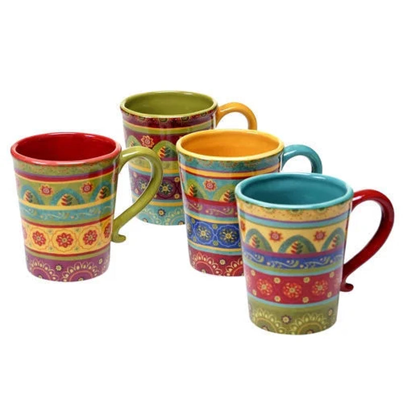 Vibrant, Beautiful, Colorful 100% Ceramic 16-Pc Dinnerware Set