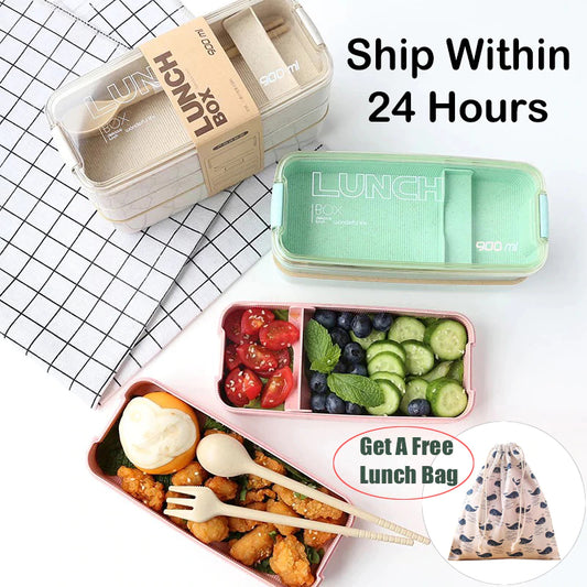 Colorful Apricot with Soup: Separate Microwave Oven Light Lunch Box - Eco-Friendly & Easy to Clean