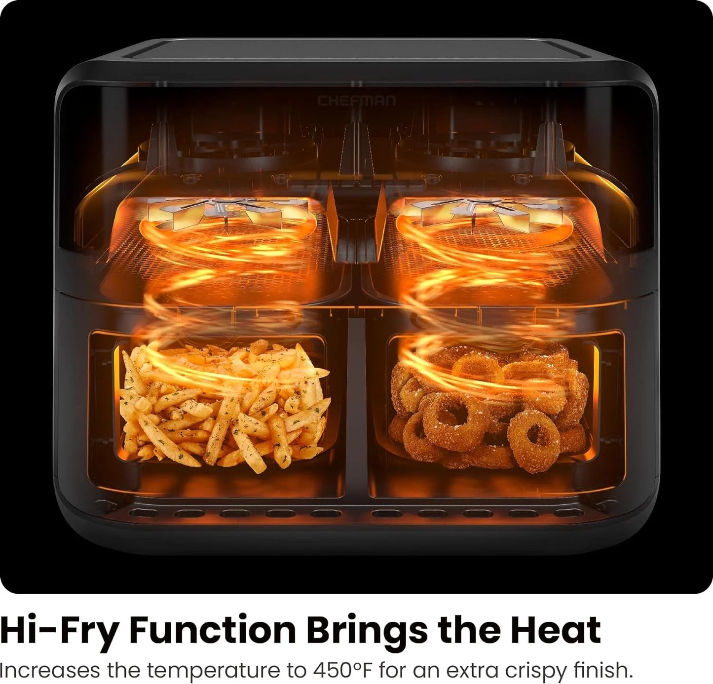 Chefman Dual Basket Air Fryer with Digital Touchscreen, Two Independent 3 Qt Baskets, Sync Finish - Black