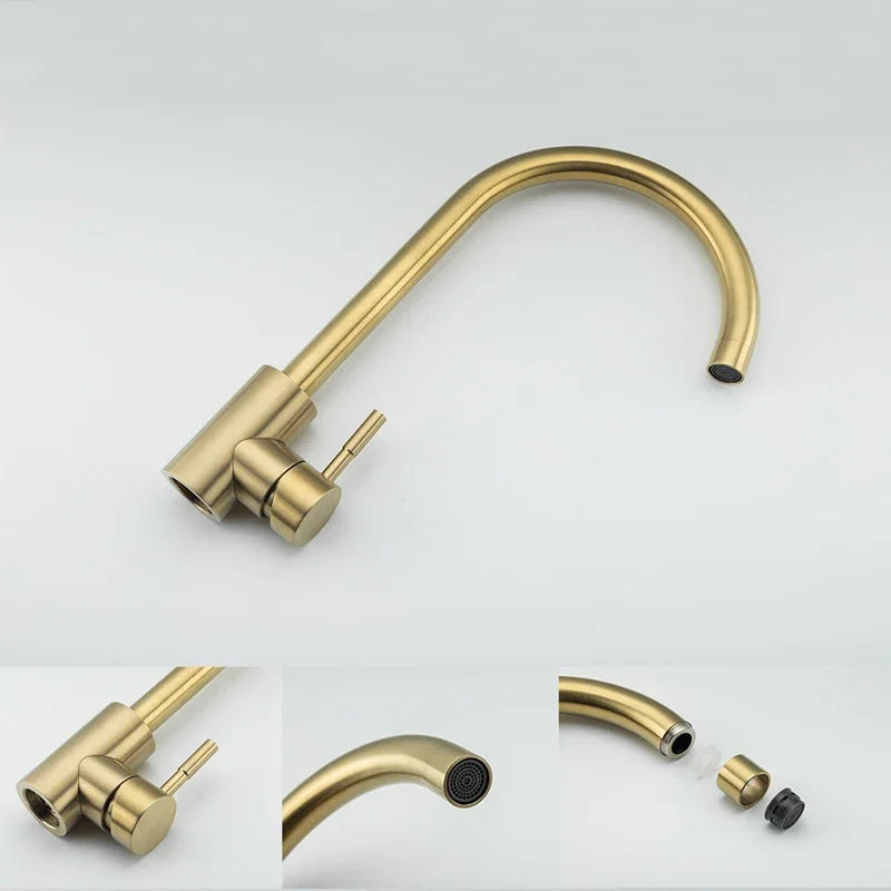 Elevate Your Kitchen Aesthetics with Our Elegant Gold Hot and Cold Water Faucet