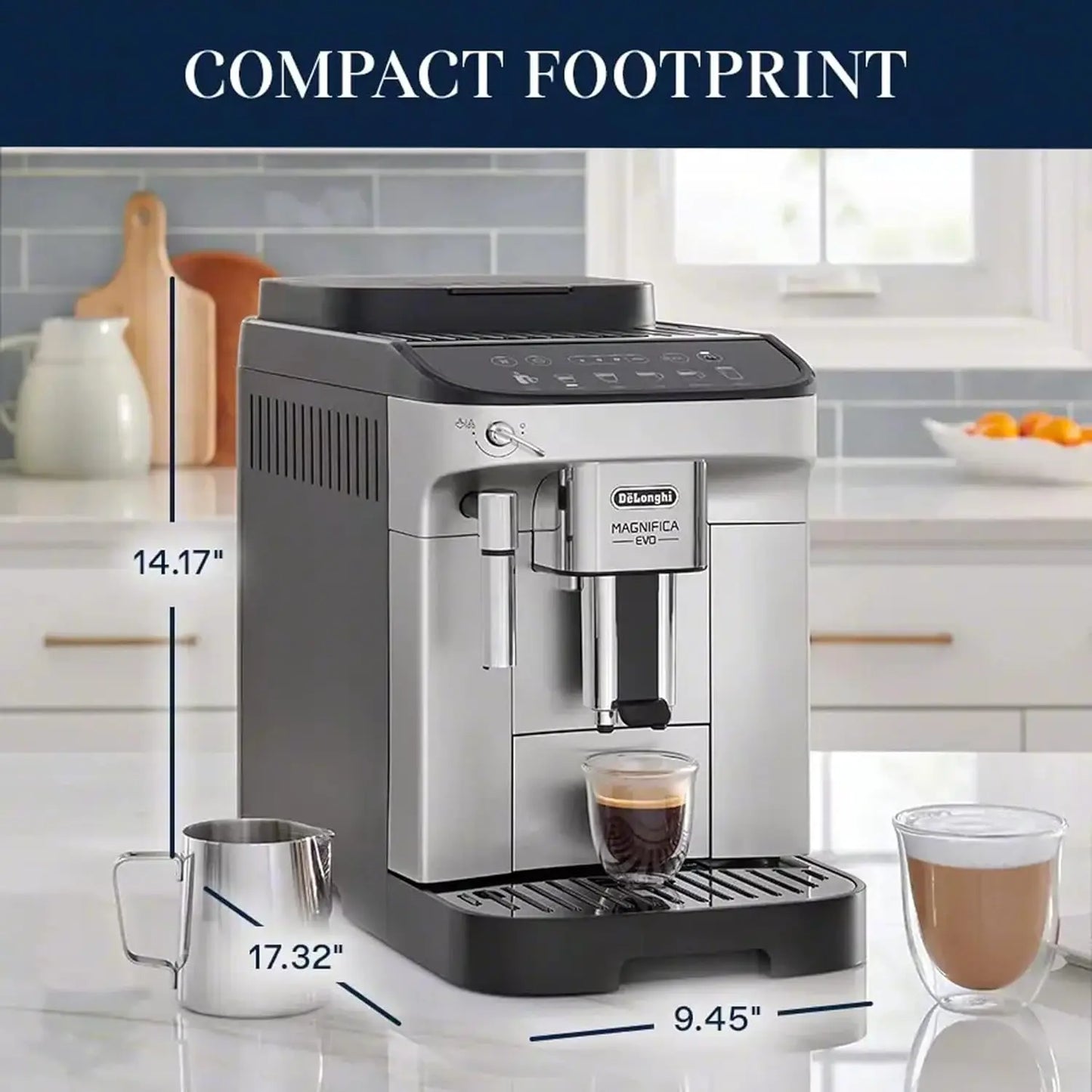 De'Longhi Magnifica Evo, Fully Automatic Machine Bean to Cup Espresso Cappuccino and Iced Coffee Maker, Colored Touch Display